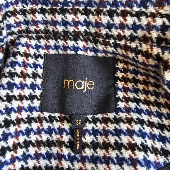 maje Votale Houndstooth Check Wool Blend Blazer - Picture 6 of 11